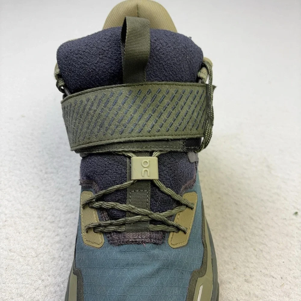 On Cloud Hi Edge Defy Shoes Mens Size 10.5 Green Suede Trail Hiking Sneakers